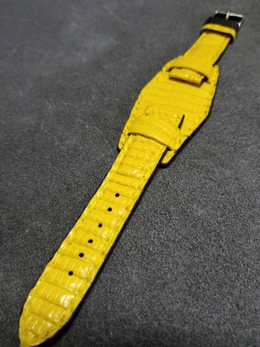19mm~20mm 本物リザード革 BUND マンダリンイエロー genuine lizard leather