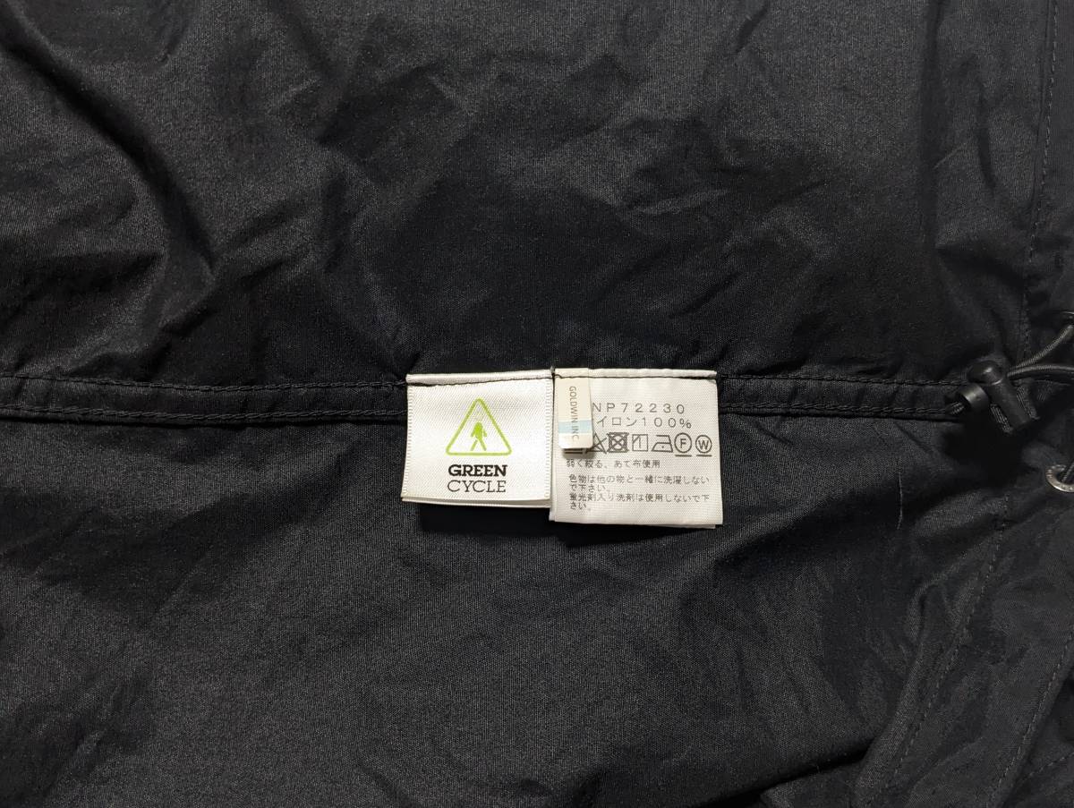 【中古・メンズL】ノースフェイス THE NORTH FACE コンパクトジャケット ナイロンパーカ 軽量シェルジャケット NP72230 ブラック 送料520 _画像9