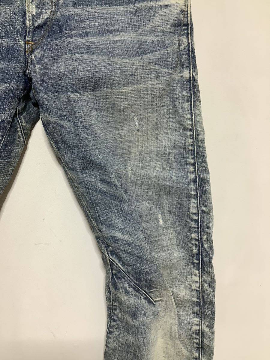 X-1186 G-STAR RAW ジースターロウ ARC 3D SLIM デニムパンツ スリムジーンズ W28 ユーズド加工 立体裁断テイスト_画像9