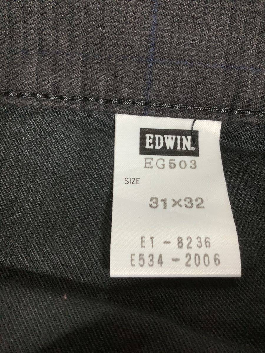 A-1215 EDWIN BLUE TRIP EDGELINE エドウィン ブルートリップ エッジライン EG503 チェックパンツ カラーパンツ W31 ダークブラウン系_画像4