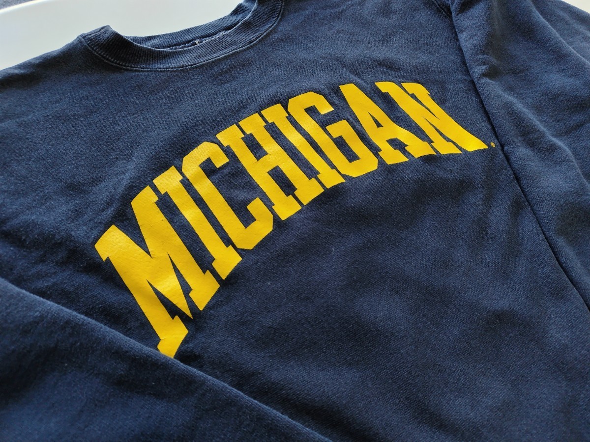 チャンピオン リバースウィーブ90s MICHIGAN ミシガン XXL ネイビー ビンテージ トリコタグ 刺繍タグ USA Champion スウェット 古着_画像2