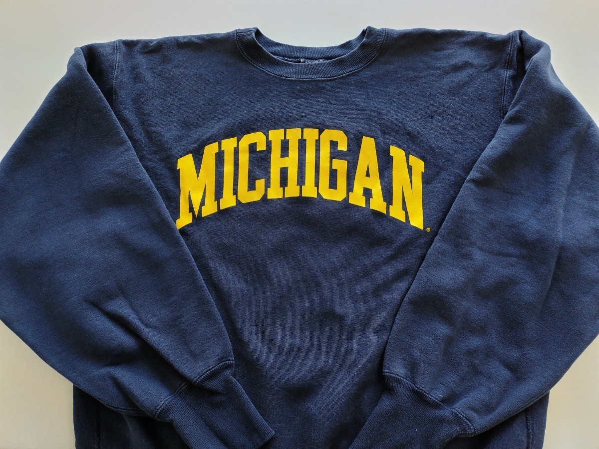 チャンピオン リバースウィーブ90s MICHIGAN ミシガン XXL ネイビー ビンテージ トリコタグ 刺繍タグ USA Champion スウェット 古着_画像1