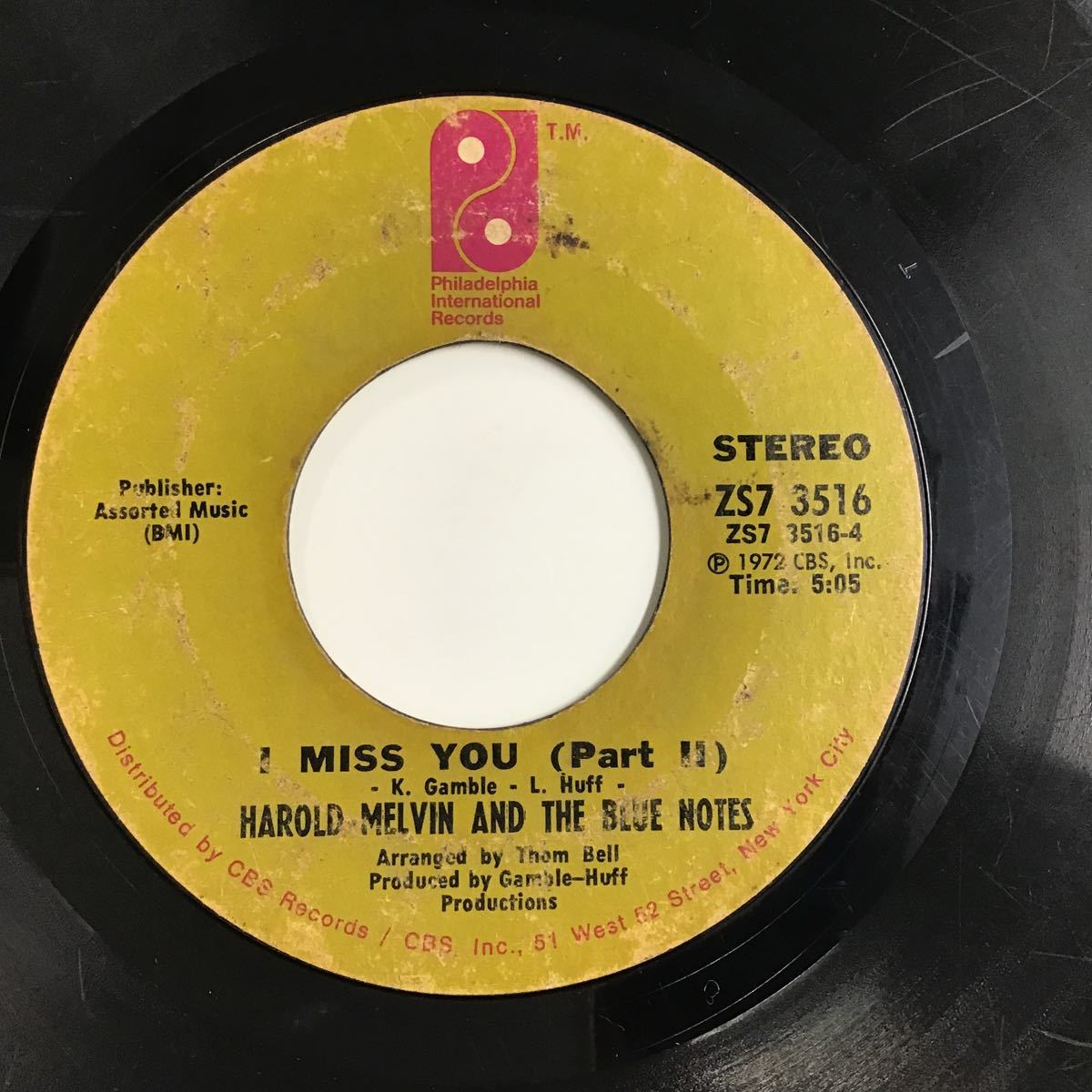 US盤 45 / HAROLD MELVIN & THE BLUE NOTES / I MISS YOU_画像1