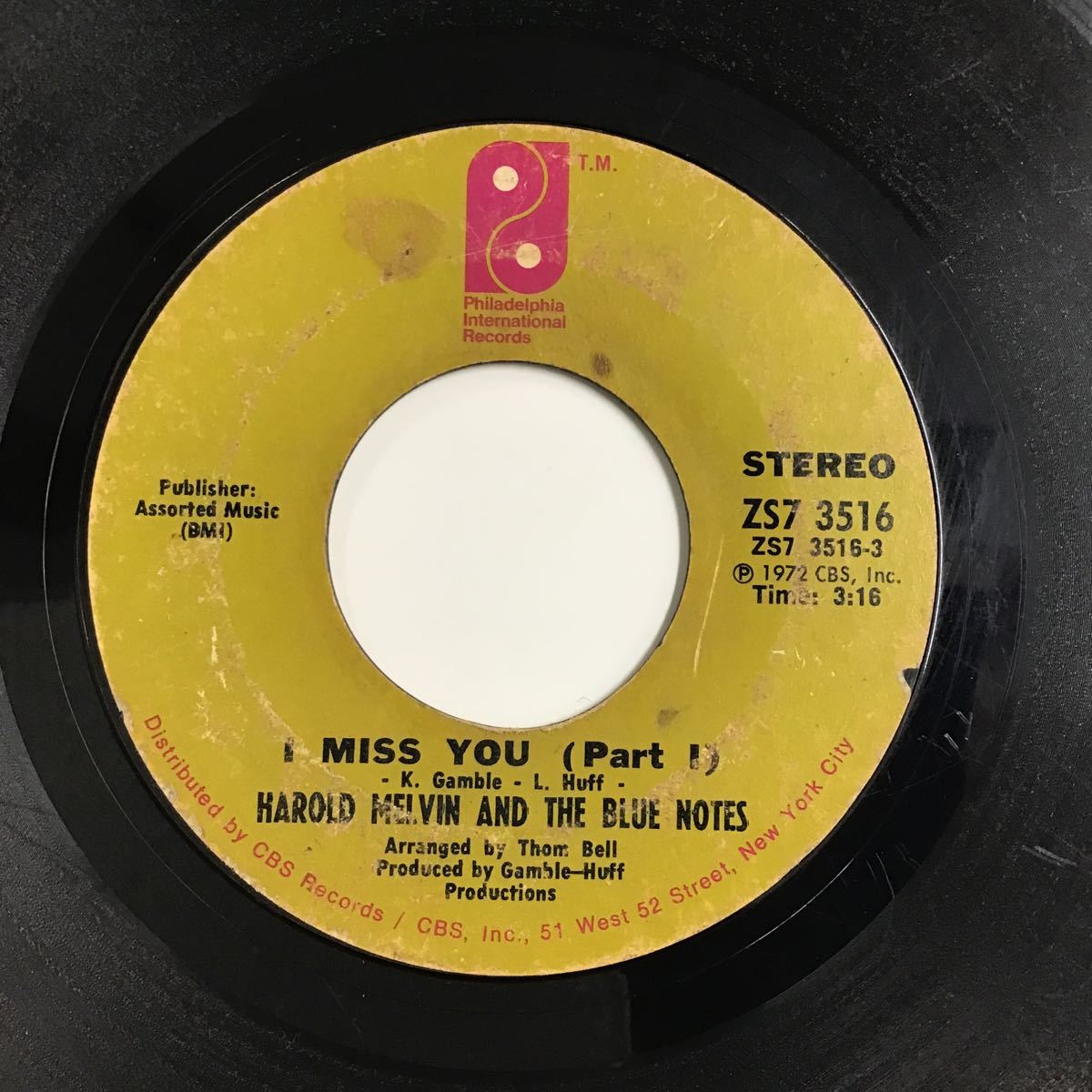 US盤 45 / HAROLD MELVIN & THE BLUE NOTES / I MISS YOU_画像2