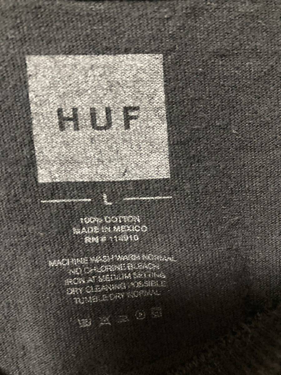 HUF ハフ　ロゴ　Tシャツ　ブラック　Lサイズ　クルーネック コットン 半袖Tシャツ_画像6