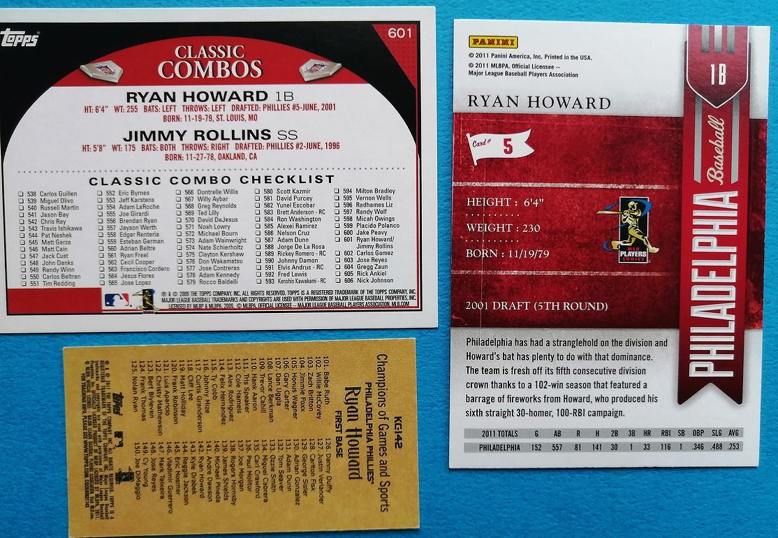 8枚セット Ryan Howard PHI 2012 PANINI Patch Jersey 25枚限定 + 2007 Bowman's Best + 2011 Topps Kimball Champions 他八枚セット _画像9