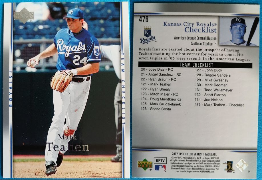 Kansas City Royals RC含む Auto 4枚セット Miguel Asencio /825 Mark Teahen Mitch Maier Brett Eibner /100 Rookie 直筆 四枚セット_画像10