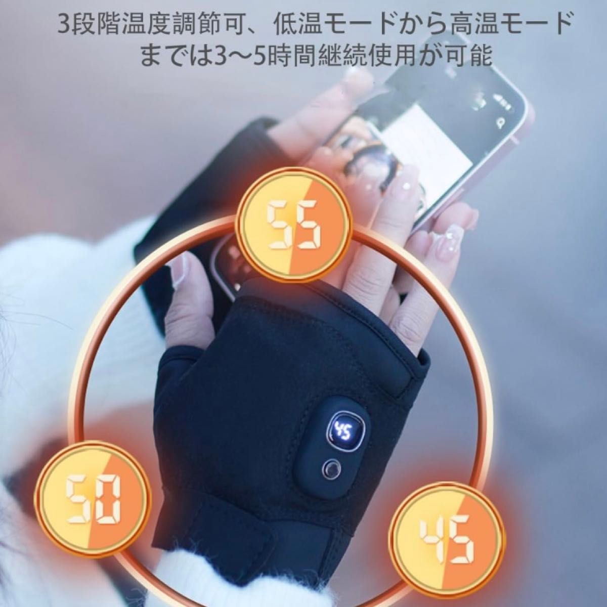 ヒーター手袋 3秒即暖 電熱手袋 充電式 ハンドウォーマー カイロ