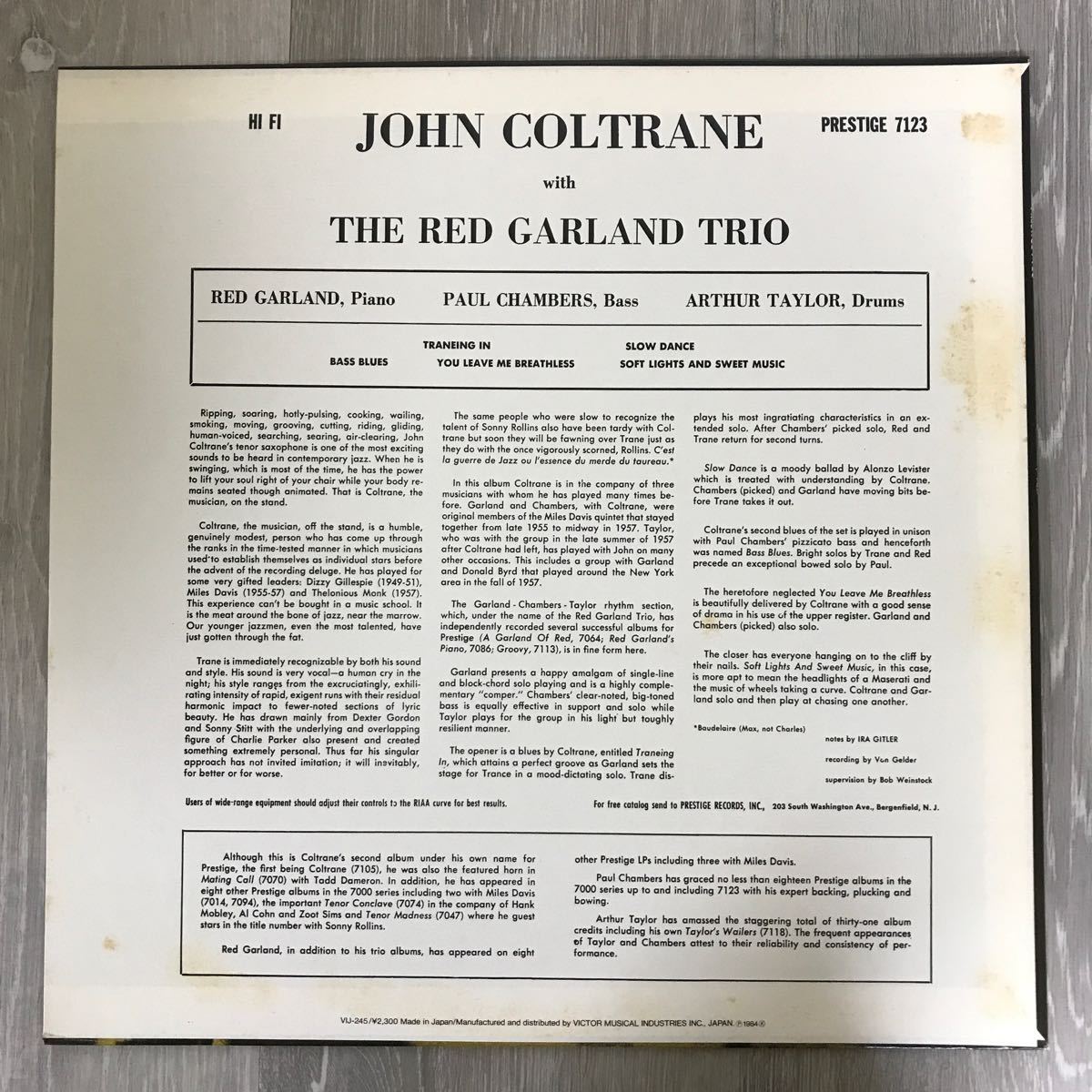 1124 トレーニング イン ジョン コルトレーン Traneing In John Coltrane VIJ-245 LP レコード ジャズ_画像2