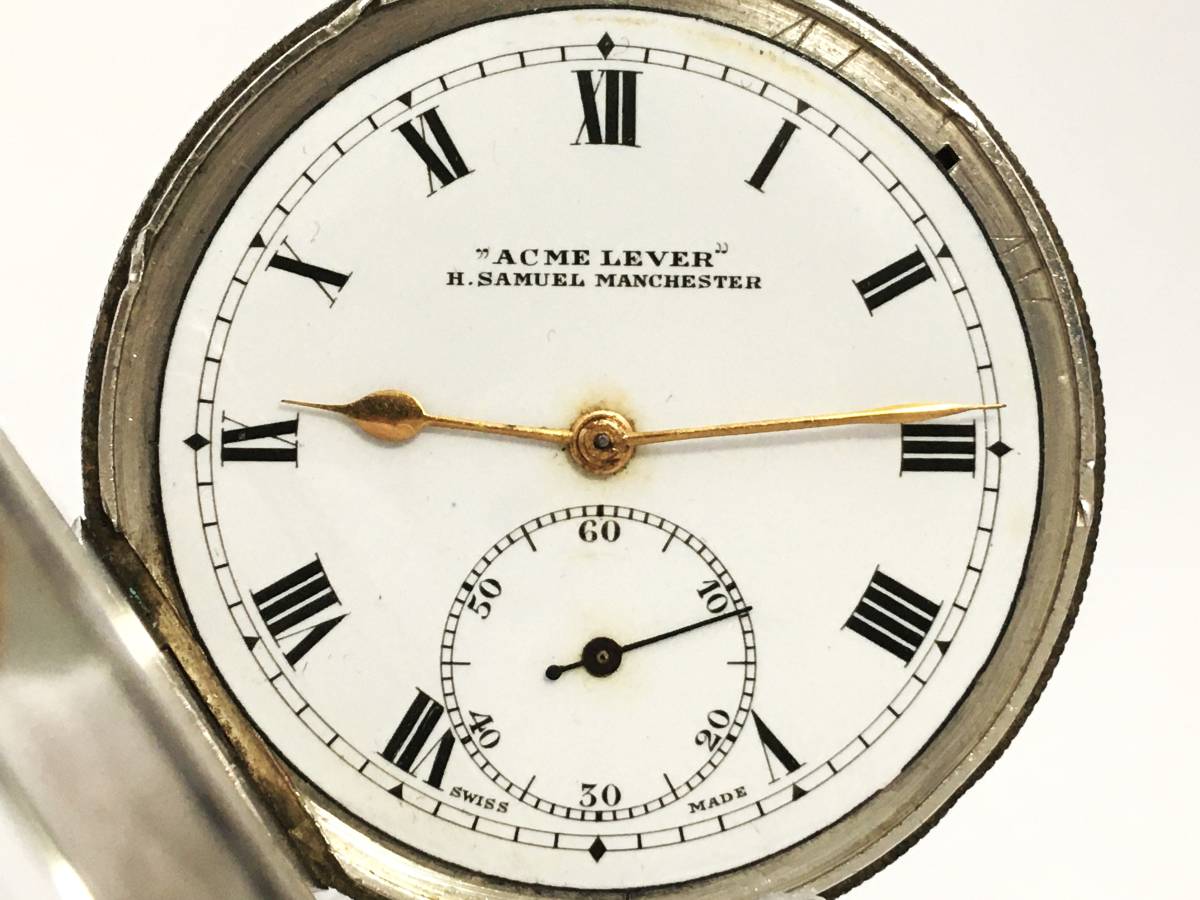 1924年製◆英国ロンドン H.SAMUEL MANCHESTER 銀無垢STERLING 鍵巻き イギリス懐中時計◆_画像2