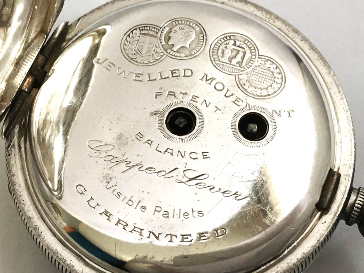 1924年製◆英国ロンドン H.SAMUEL MANCHESTER 銀無垢STERLING 鍵巻き イギリス懐中時計◆_画像5