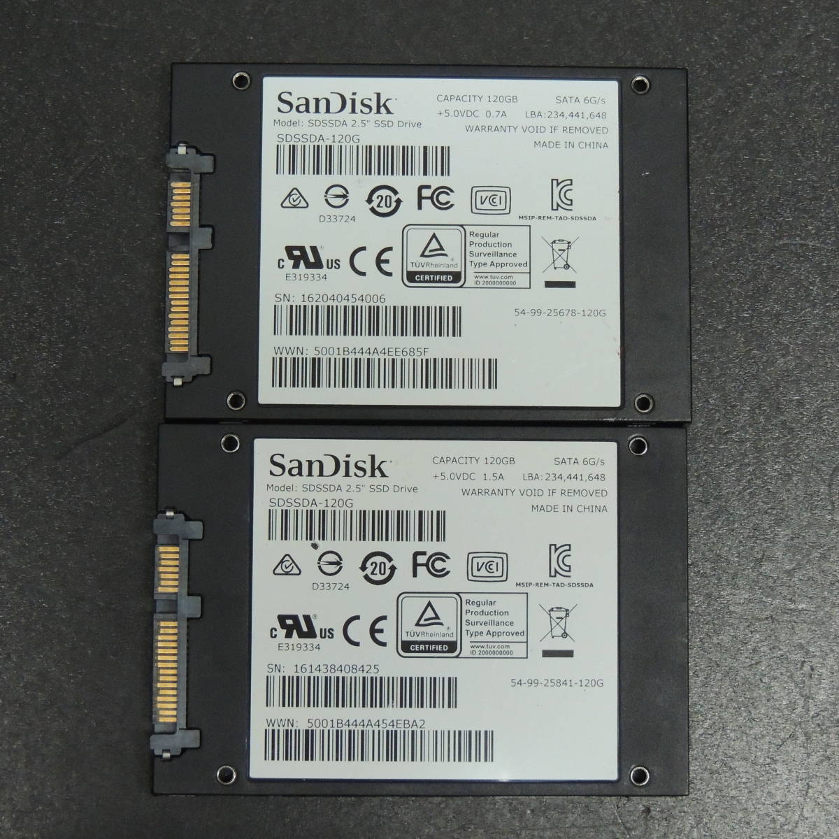 【2台まとめ売り/検品済み】SanDisk SSD PLUS SSD 120GB SDSSDA-120G (使用時間：215h・220h) 管理:f-44_画像4