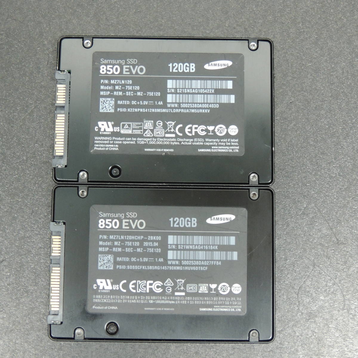 【2台まとめ売り/検品済み】SAMSUNG SSD 850 EVO 120GB MZ7LN120/MZ7LN120HCHP-2BK00 (使用時間：1717h・3969h) 管理:g-14_画像4