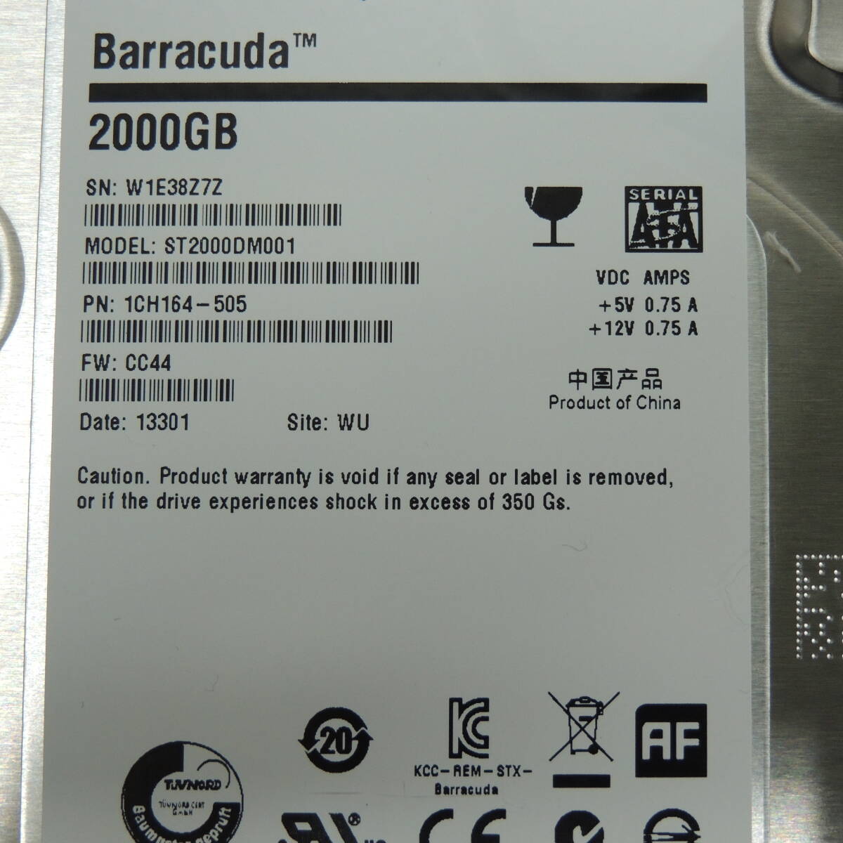 【2台まとめ売り/検品済み】Seagate 2TB HDD ST2000DM001【使用時間：326h・373h】管理:j-29_画像4