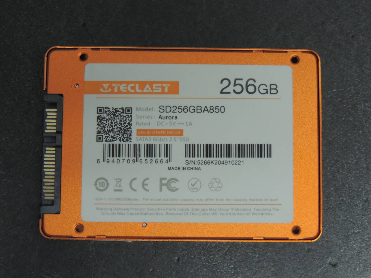 【検品済み/使用116時間】TECLAST SSD 256GB SD256GBA850 管理:h-30_画像3