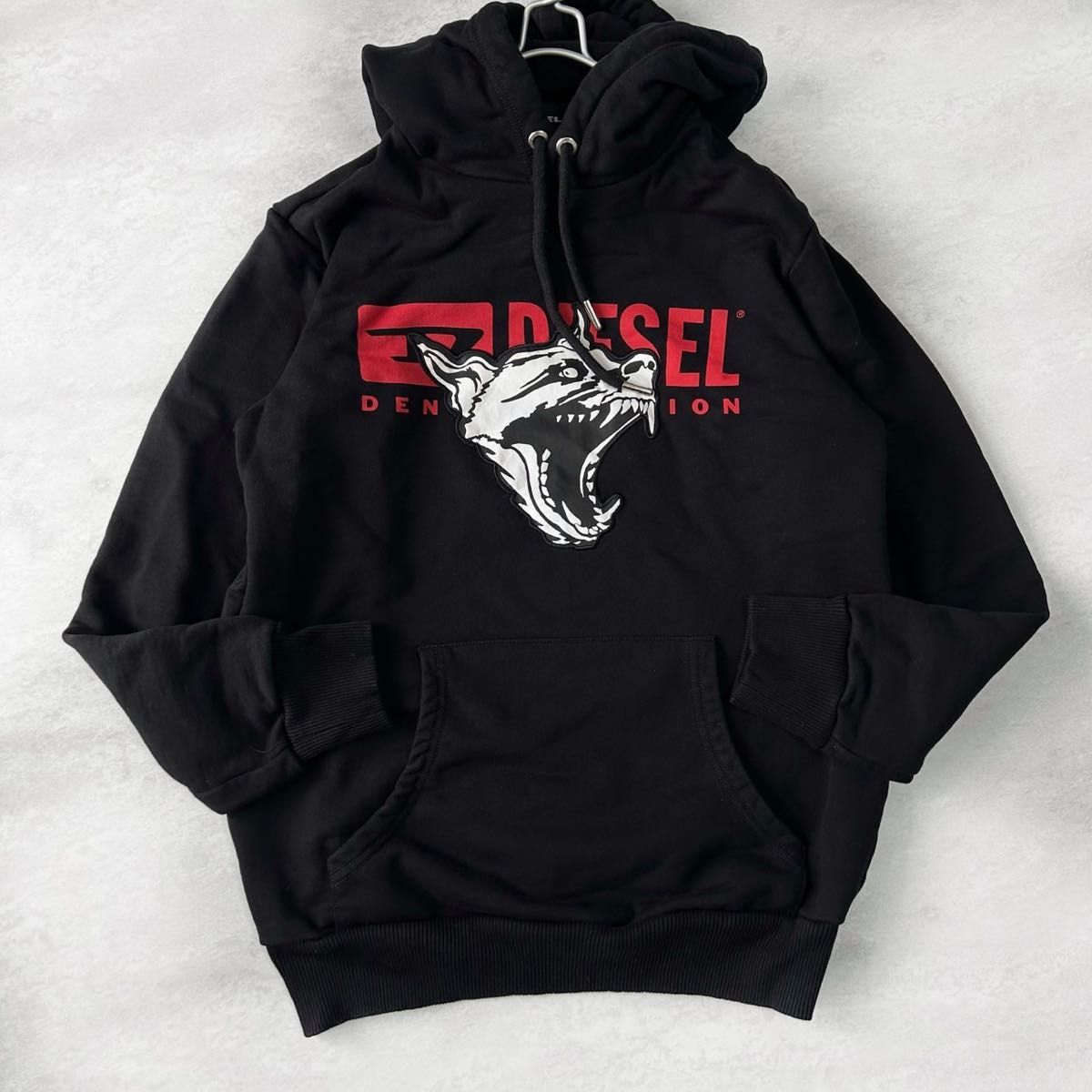 DIESEL ディーゼル ウルフ 立体 プルオーバー パーカー ブラック DIESEL ディーゼル ウルフ 立体 プルオーバー パーカー ブラック