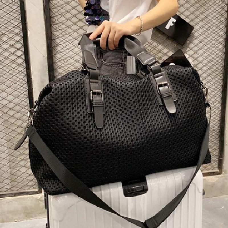 Boston bag shoulder mesh bag traveling bag sport high capacity black 