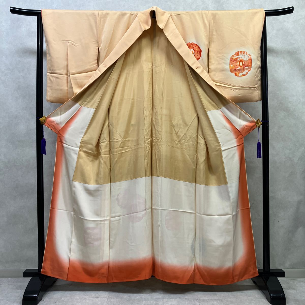  кимоно 　...　... шёлк 　 включено  низ  ...　 оранжевый 　 переделка  　 вышивание  　   ...　... включено ...　 новичок  　... длина 　160cm  длина рукава 　65cm B20-9y
