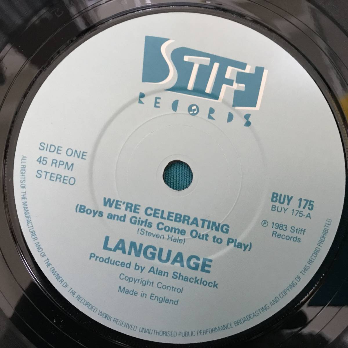 7”●Language / We're Celebrating UKオリジナル盤 Stiff Records BUY 175_画像3
