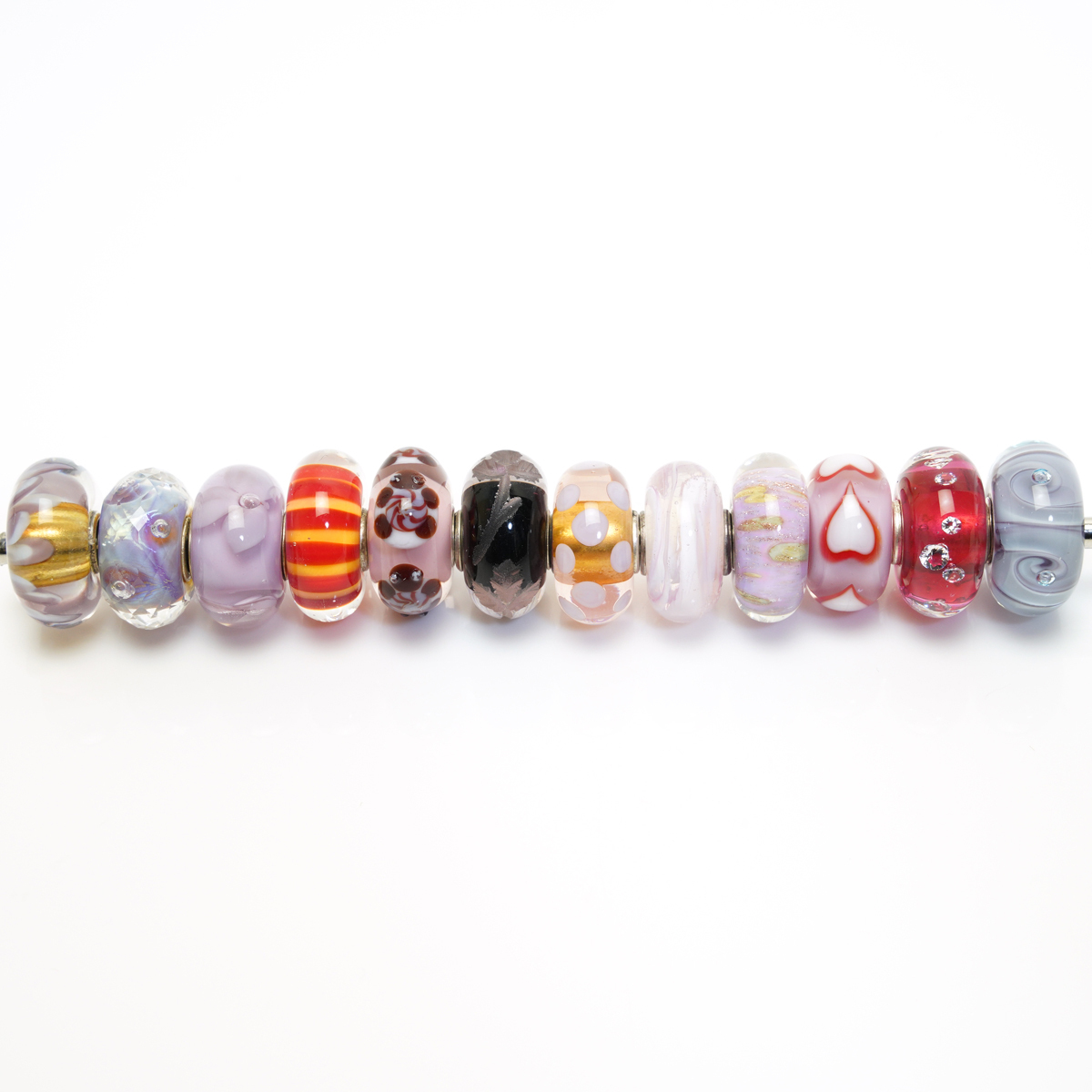 トロールビーズ 12点セット トゥインクル カラフル ハート 925 LAA trollbeads_画像1