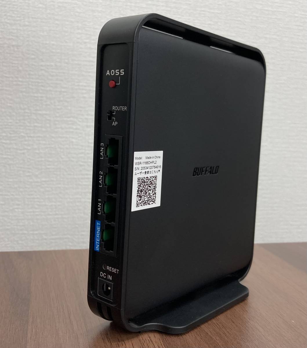 美品【 BUFFALO 】【 Wi-Fi ルーター WSR1166DHP2 】 高速 通信 無線LAN 親機 IP6 光回線 バッファロー インターネット 回線 黒 WiFiの画像3