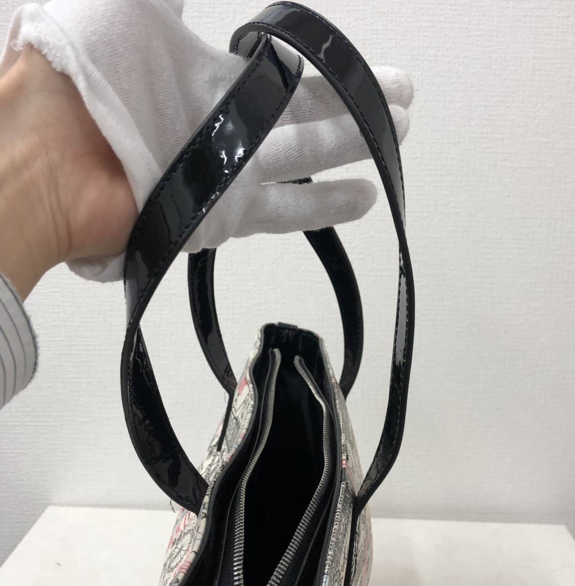 【Harrodsハロッズ】USEDバッグ ホワイト　未使用保管品 トートバッグ 人気ブランド レディース コンパクト エコバック マザーズバッグ_画像7