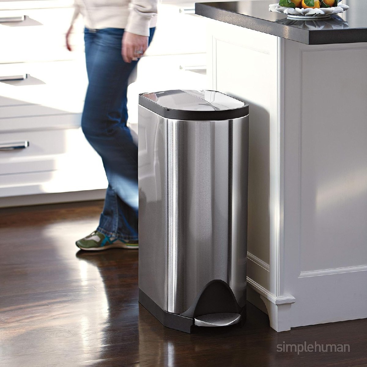 simplehuman CW2058 waste basket butterfly step dumpster 18L silver stainless steel [ unused goods ]
