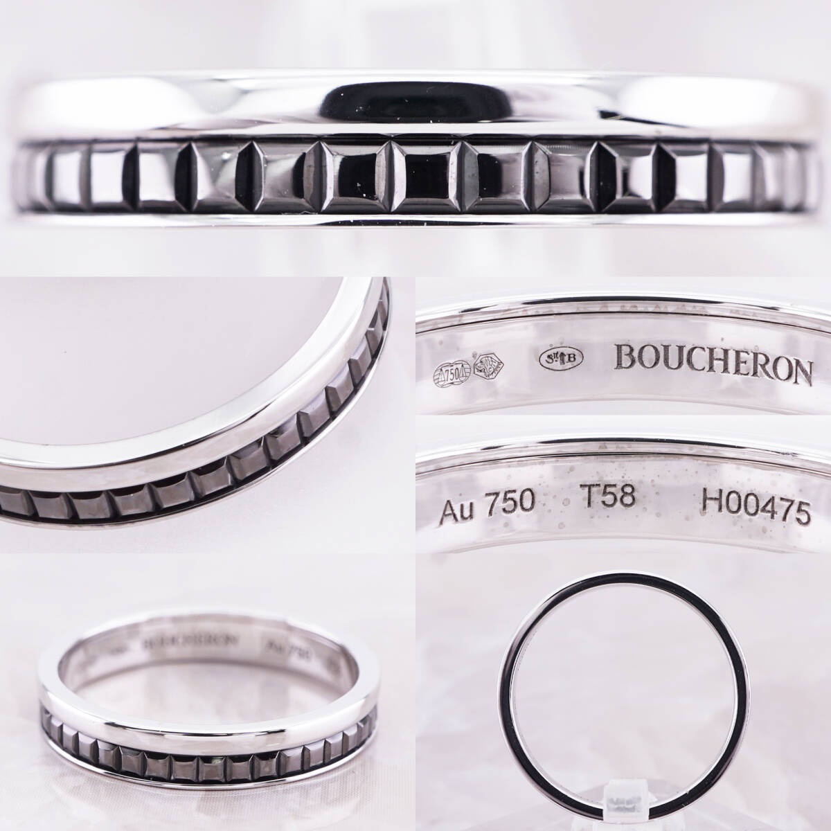 32501 ★BOUCHERON★ キャトル ブラック リング ハーフ 750WG 定価34万_画像3