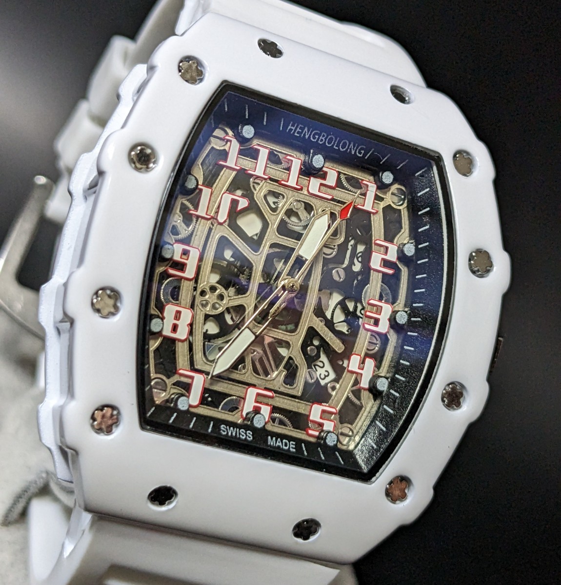  new goods wristwatch li car -ru Mill type quarts oma-ju watch Raver tonneau white luxury RM