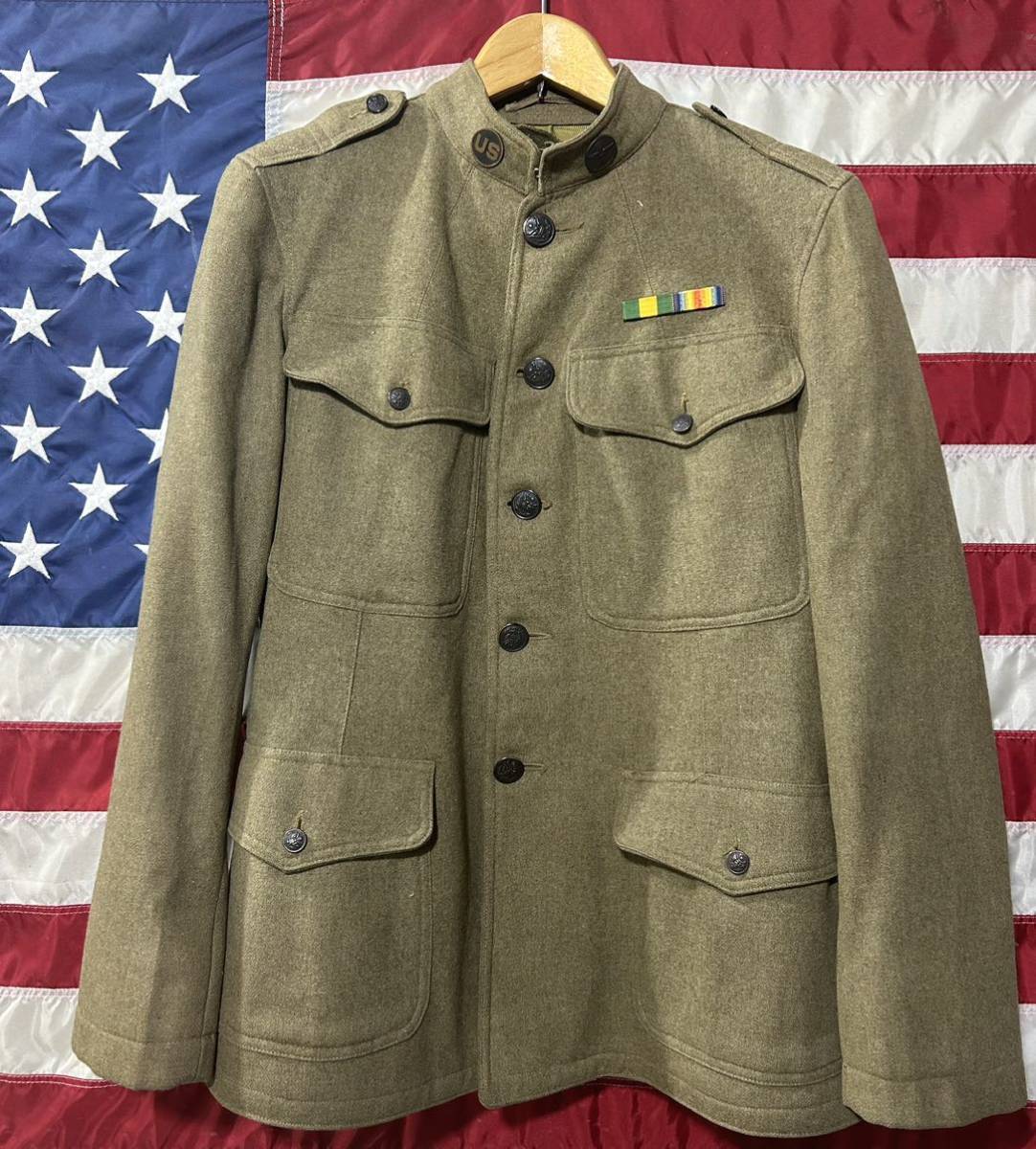 918年 ww1 USARMY 第一次世界大戦 アメリカ陸軍 略綬付き カーキジャケット