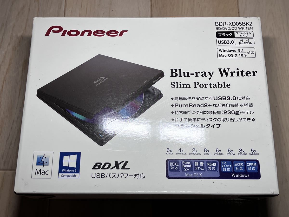 新品 パイオニア BDR-XD05 外付けBDドライブ　USB3.0 ブルーレイドライブ ポータブルBD PowerDVD 再生ソフト付き ブラック_画像1