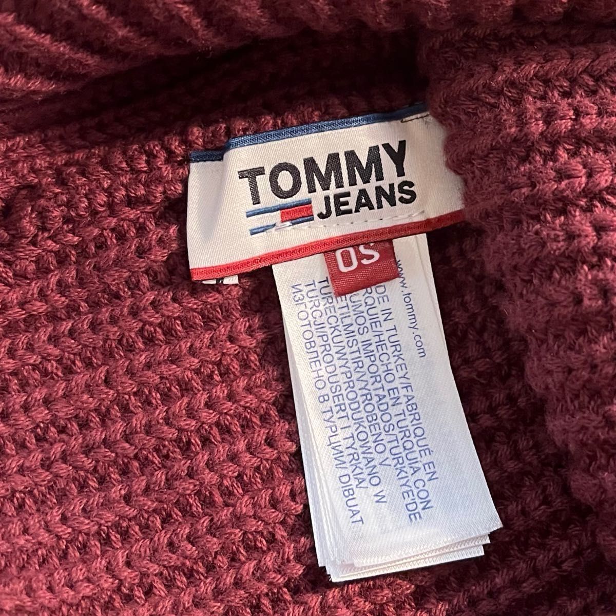 トミー ヒルフィガー TOMMY HILFIGER コットン ニットキャップ （ボルドー）ニット帽　 ロゴ