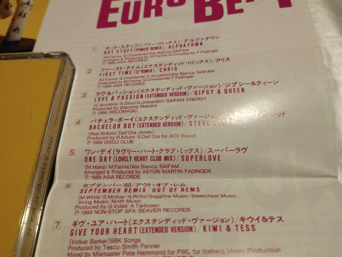 ザッツ・ユーロビート THAT'S EUROBEAT Vol.17 CD Alfa ALCB-23 アルファタウン Steve Bread SuperLove Out Of Rems Kiwi&Tess CINDY Remix_画像3