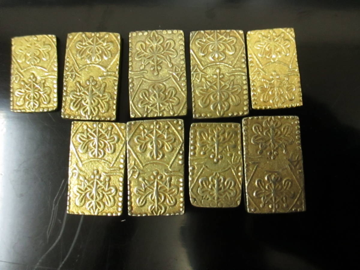 希少 古銭 明治二分判金 9枚 重量約43g まとめて_画像1