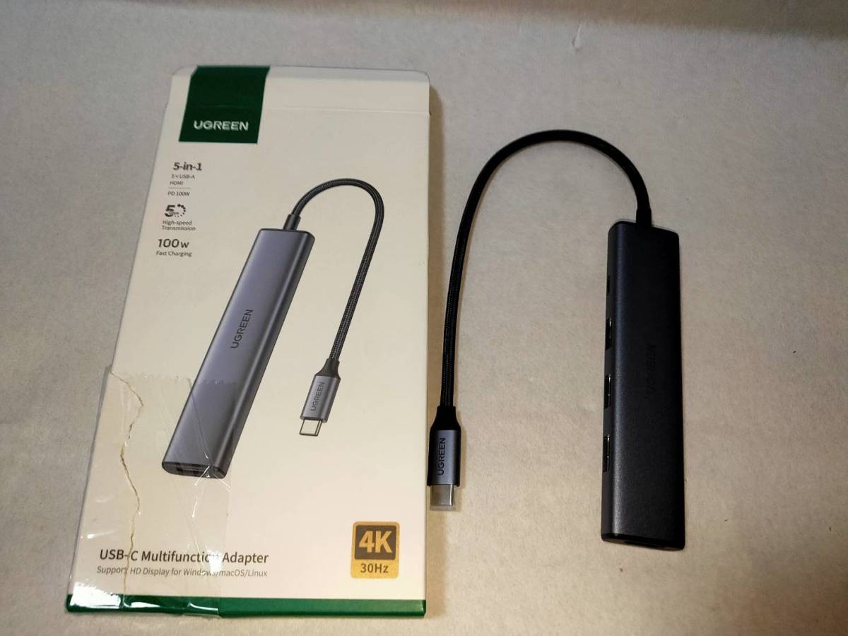 【一円スタート】UGREEN Revodok 105 USB Cハブ 5-IN-1 USB ハブ Type-C 100W 1円 HAM01_1731_画像1