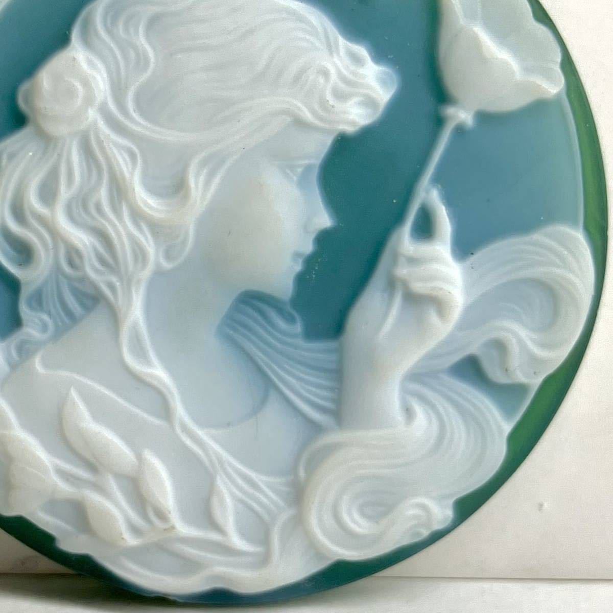 ●ストーンカメオ11.5g●f 57.5ct 39.9×39.8mm 貴婦人 CAMEO 花 アンティーク stone 繊細 ルース 宝石 物 CE0_画像4