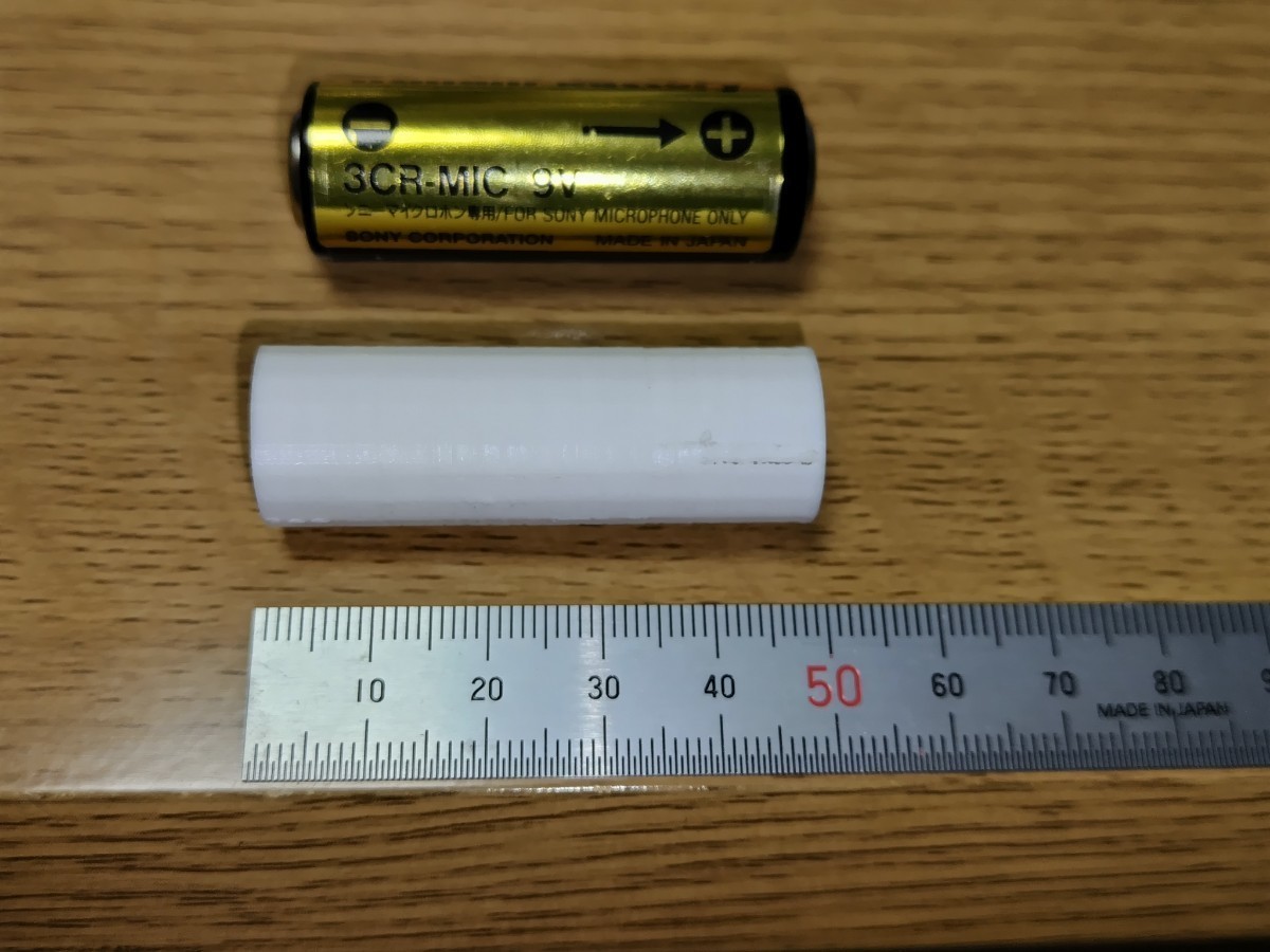マイク用9V電池簡易アダプター 3CR-MIC、H-7D（ナショナルマロリー）駆動のコンデンサーマイクなどに ④_電池は付属しません．