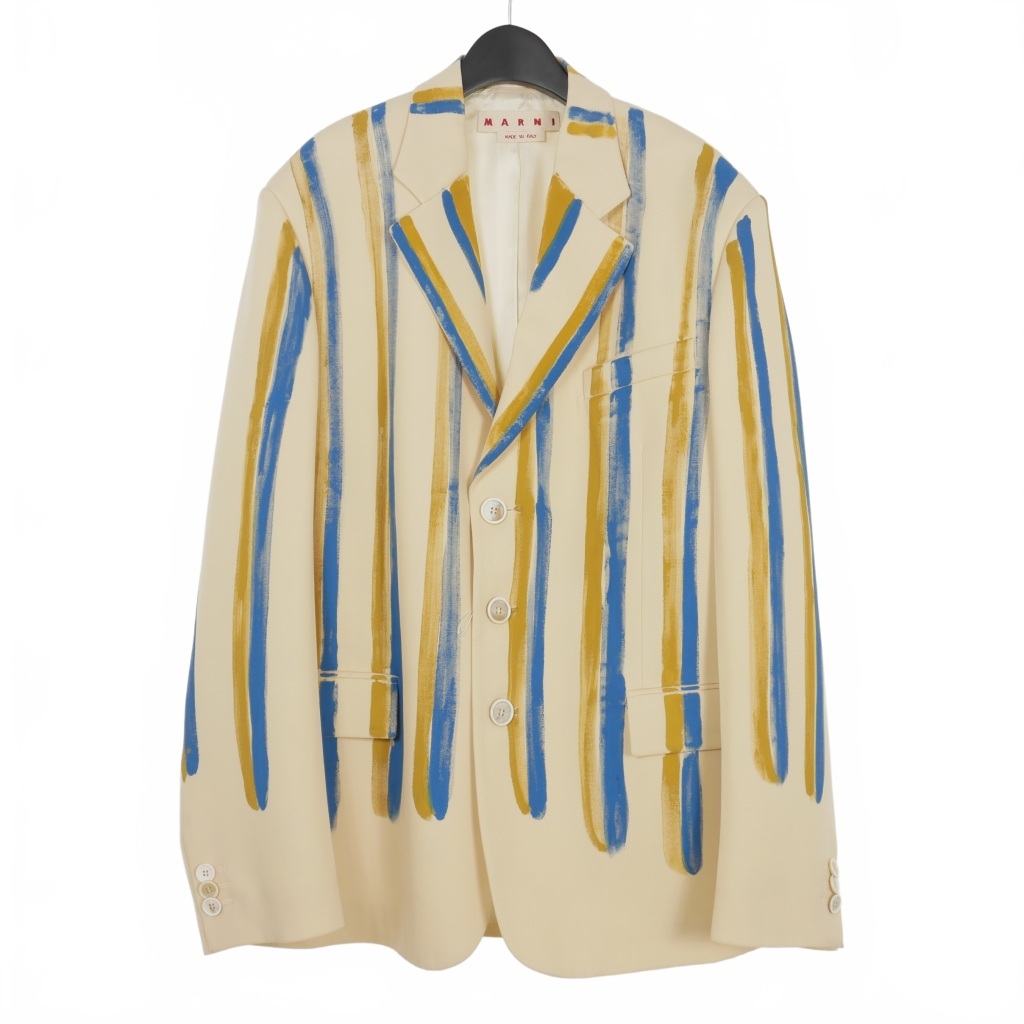  Marni MARNI 22SSdo rowing stripe print tailored jacket blaser 50 ivory GUMU0080P2 USCS99 WSW13 domestic regular 