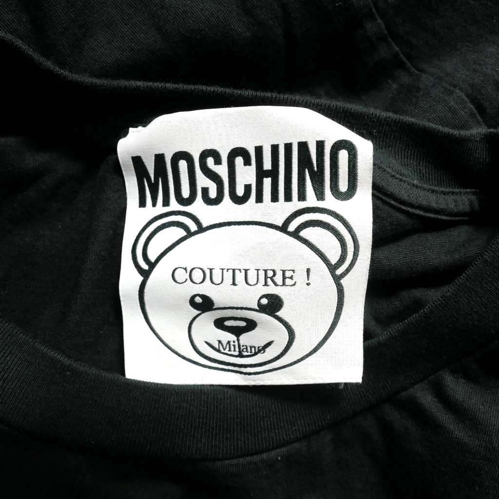 モスキーノ MOSCHINO COUTURE! テディベア Tシャツ カットソー ロゴ刺繍 半袖 S ブラック 黒 191D VD7100440 レディース_画像4