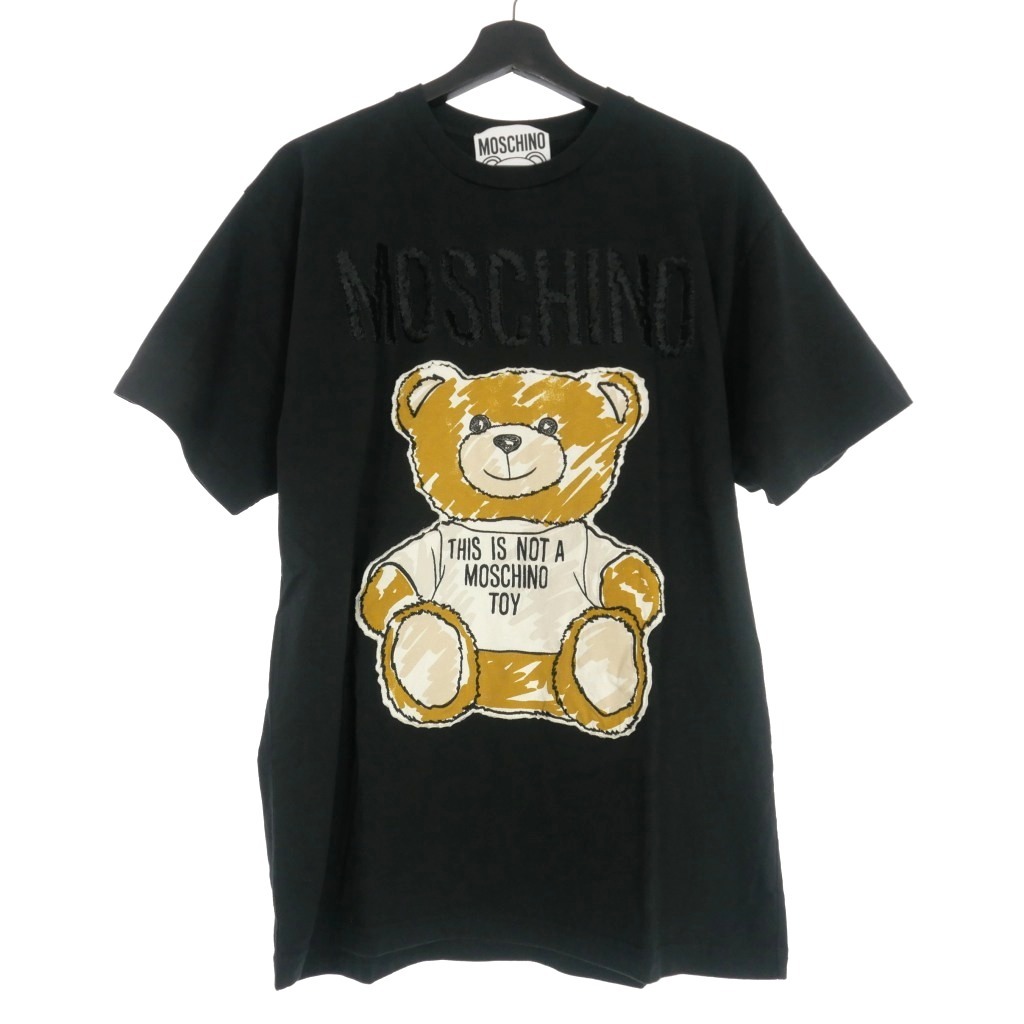 モスキーノ MOSCHINO COUTURE! テディベア Tシャツ カットソー ロゴ刺繍 半袖 S ブラック 黒 191D VD7100440 レディース_画像1