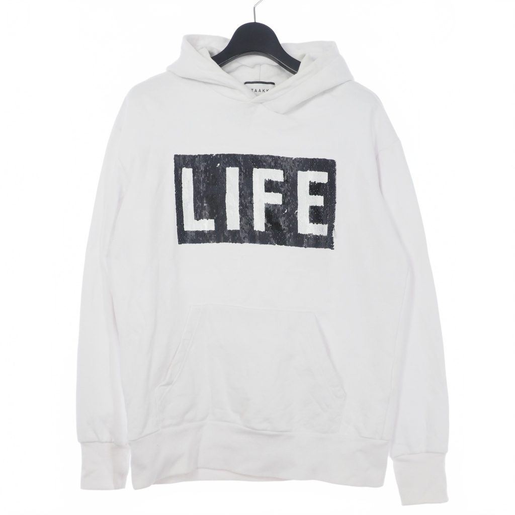 ターク TAAKK LIFE LIFE LIFE GEEK PARKA スパンコール スウェットパーカー 2 白 ホワイト メンズ