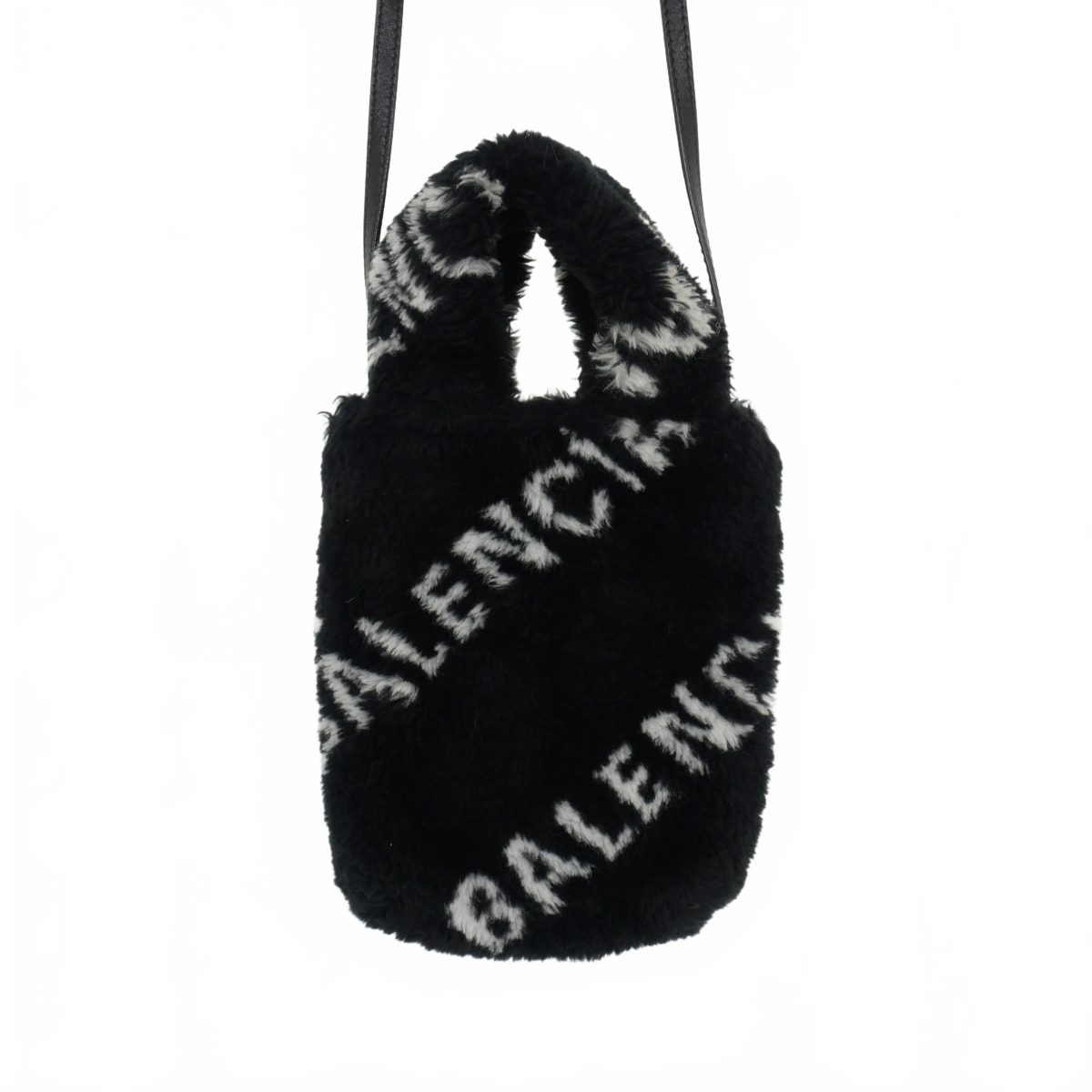  Balenciaga BALENCIAGA Logo мех EVERYD PHONE HOLDER плечо ручная сумочка черный чёрный женский 