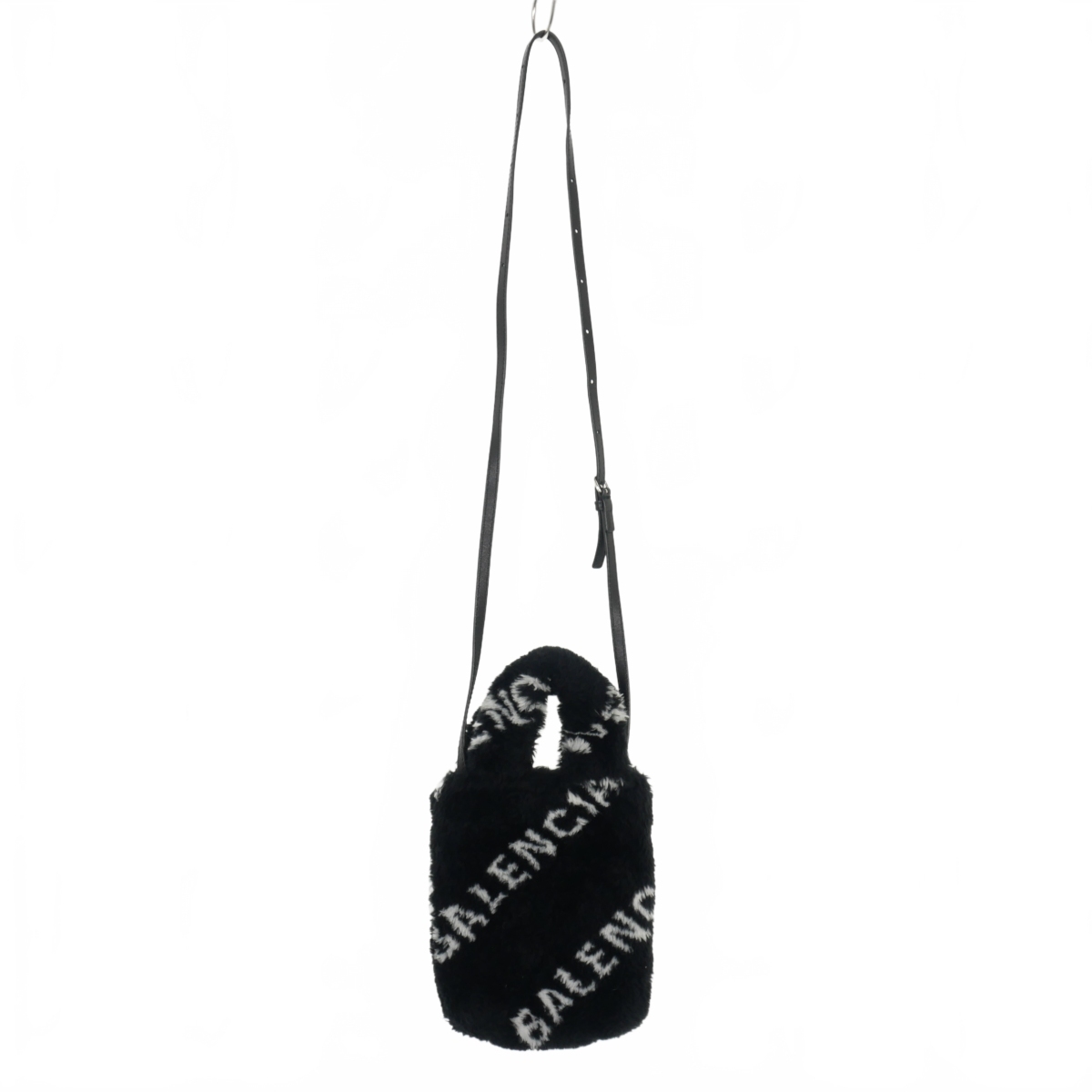  Balenciaga BALENCIAGA Logo мех EVERYD PHONE HOLDER плечо ручная сумочка черный чёрный женский 
