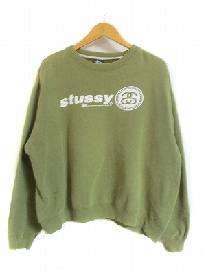 ステューシー STUSSY オールド スウェット トレーナー ロゴプリント グリーン L メンズ