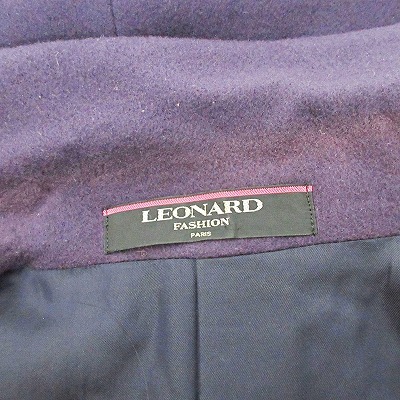 レオナール LEONARD FASHION 90s テーラードジャケット チェスターコート カシミア 金ボタン 紫 11 0202 IBO46 レディース_画像8