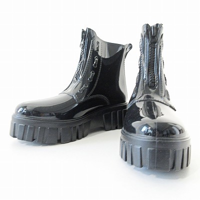 SANMM beautiful goods rain boots rain shoes PVC thickness bottom black black 36 23cm 0208 lady's 