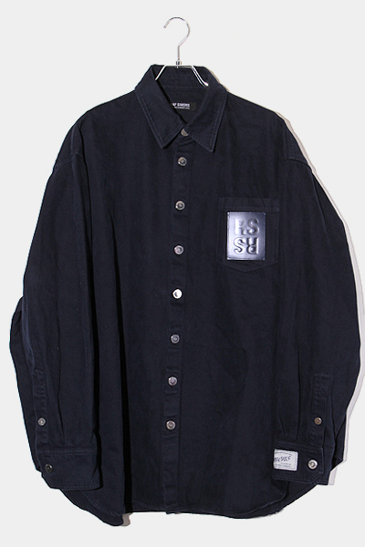 22SS RAF SIMONS Raf Simons SIZE:M Big Fit Denim Shirt With Woven Label длинный рукав большой Fit Denim рубашка NAVY темно-синий 221-M243 /