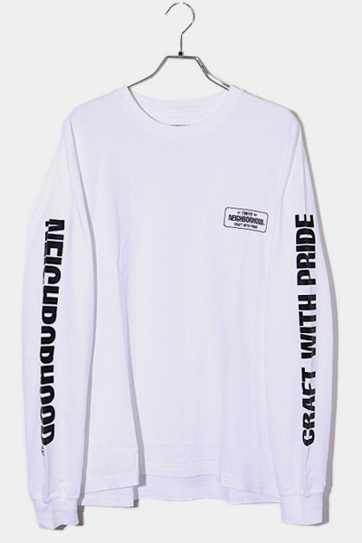 23SS NEIGHBORHOOD ネイバーフッド SIZE:L NH . TEE LS-1 袖ロゴ 長袖Tシャツ WHITE ホワイト 231PCNH-LT01 /● メンズ_画像1