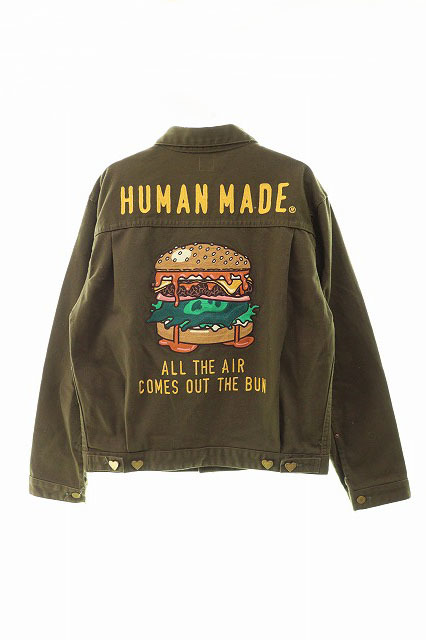 ヒューマンメイド HUMAN MADE hamburger PIQUE JACKET ハンバーガー 刺繍 ジャケット M【ブランド古着ベクトル】240202 メンズ