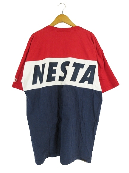 ネスタブランド NESTA BRAND Tシャツ 丸首 半袖 ロゴ 刺繍 レッド ホワイト ネイビー sizeXL QQQ メンズ_画像2